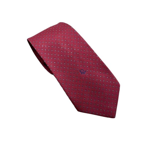✨Christian Dior Red w/ Blue Polka Dot Silk Tie✨ - Picture 7 of 11